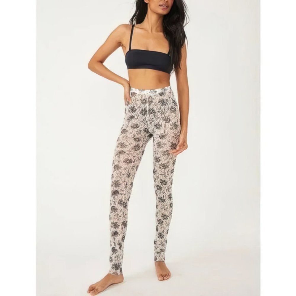 Free People Women Layered In Lace Floral Legging Ivory Combo - Picture 9 of 12